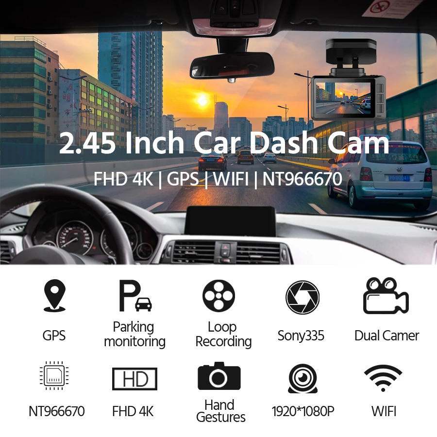 Видеорегистратор E-ACE B44P автомобильная мини-камера с разрешением 2160P GPS-треком Wi-Fi