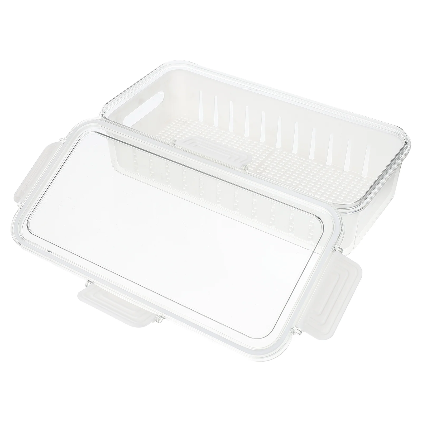 

1Pc Oblong Food Washing Drainer Boxes Kitchen Food Preservation Box for Fridge