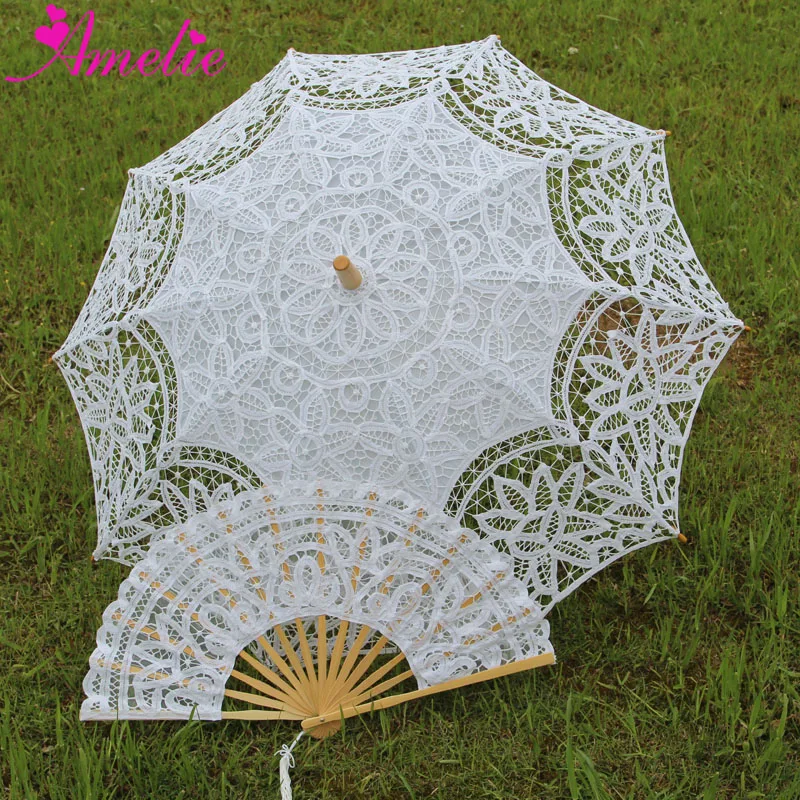 Свадебный зонт Battenburg ручной работы кружевной и веер невесты|battenburg lace parasol|lace