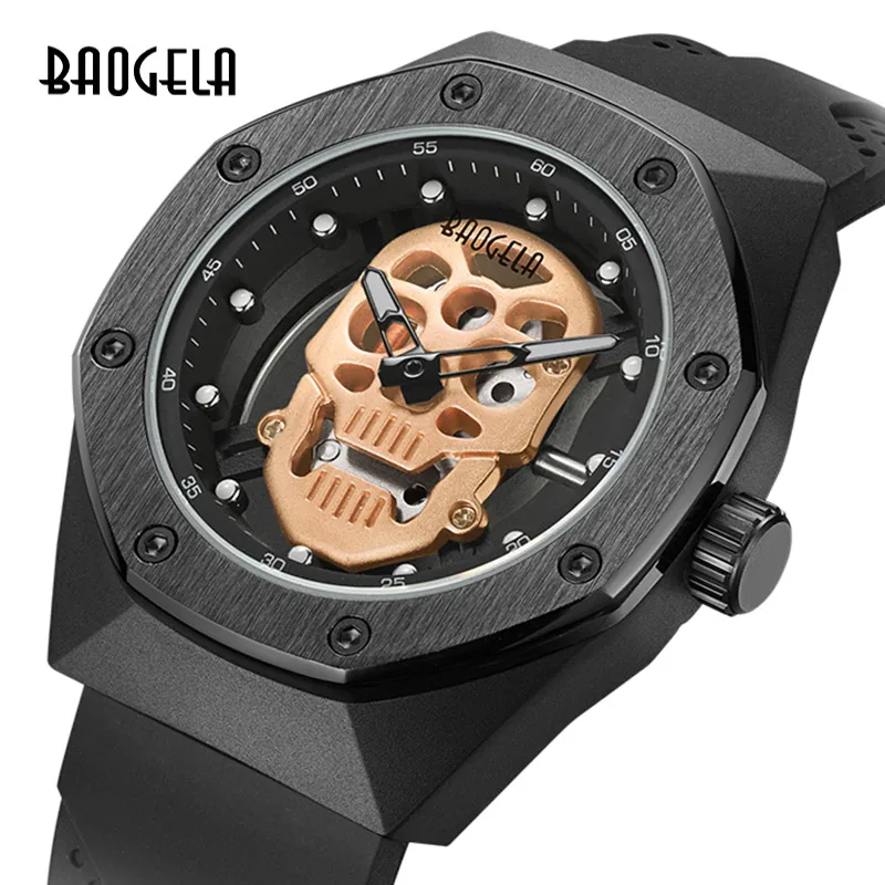 BAOGELAsquelette montres hommes évider étanche montre браслет crâne cadran militaire sport homme Relogios Masculino 190|Кварцевые