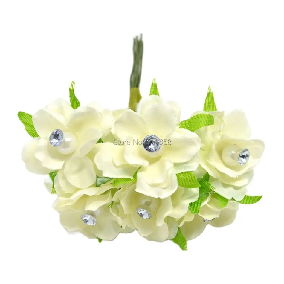 12 шт. букет цветов с тычинками и бриллиантами для украшения|flower stamen|artificial fabric