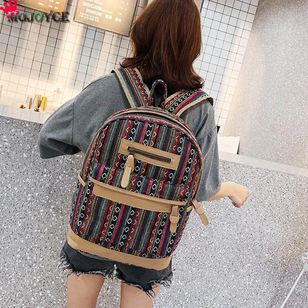 

Big Capacity Travel Backpack Canvas Women Student Ethnic Retro Schoolbag Mochila Outdoor Shopping Accessaries Supplies