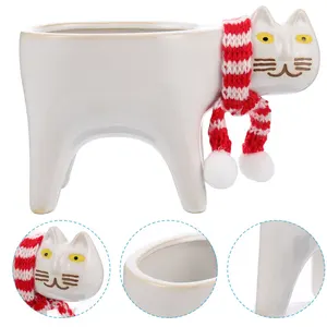 Цветочный горшок с милым мультяшным рисунком, горшок для растений, садовые аксессуары, горшок для кошек, керамический контейнер для посадки, украшение