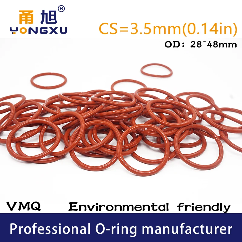 5 шт./лот красное Силиконовое уплотнительное кольцо силикон/VMQ cs3.5 мм толщина
