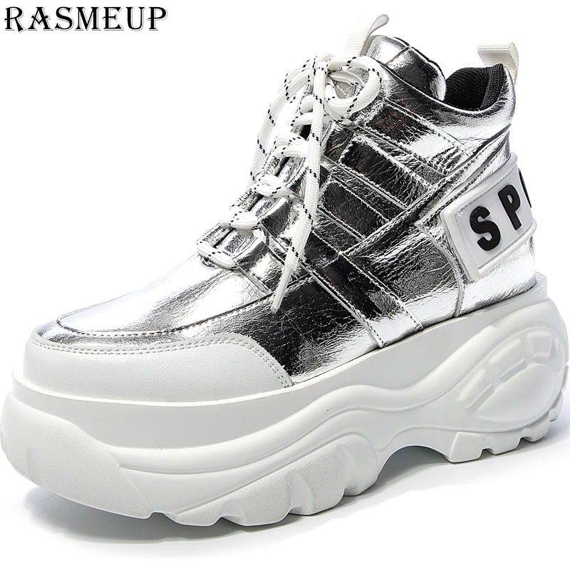 Женские кроссовки на платформе RASMEUP серебристые повседневные массивной подошве