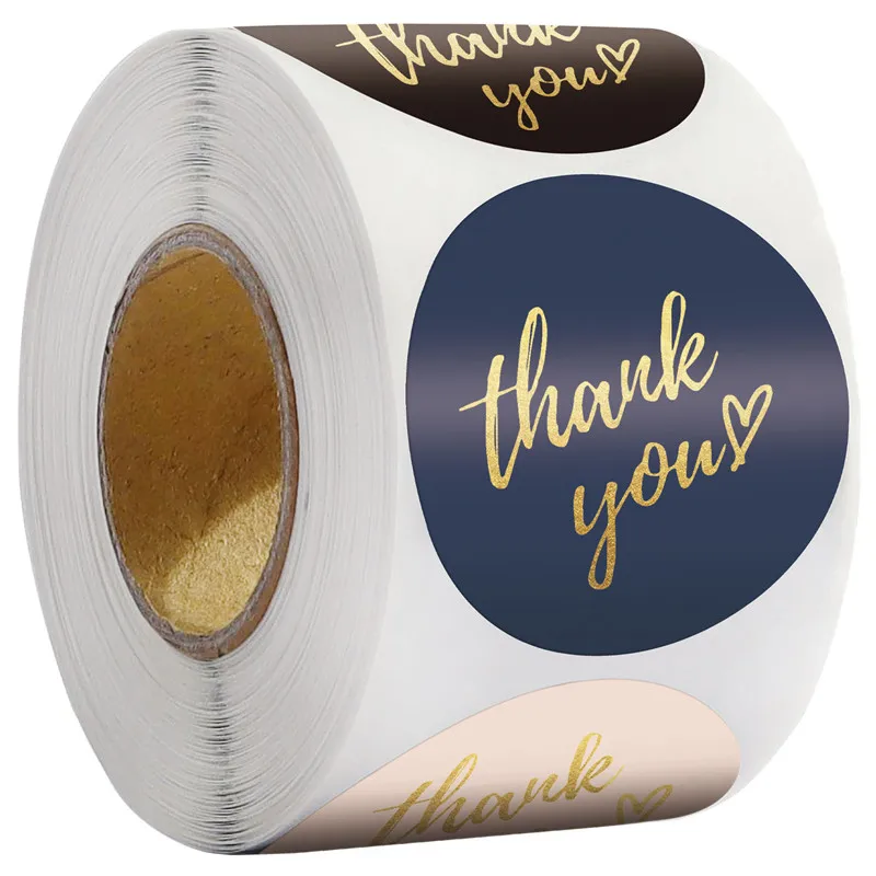 

500pcs Round Labels Thank You Kraft Paper Packaging Sticker for Candy Dragee Gift Box Packing Bag Wedding Flower Thanks Stickers