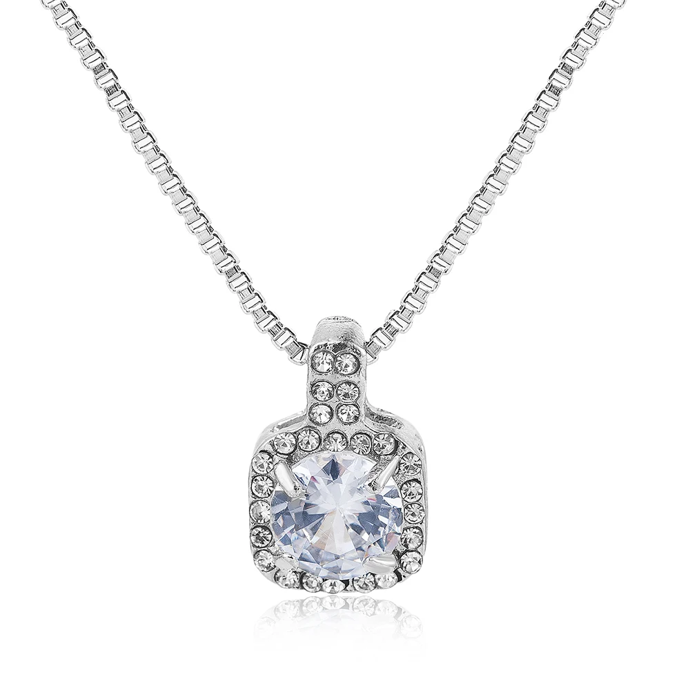 Женская подвеска с кристаллом цирконом квадратная 2020|Ожерелья подвеской| |