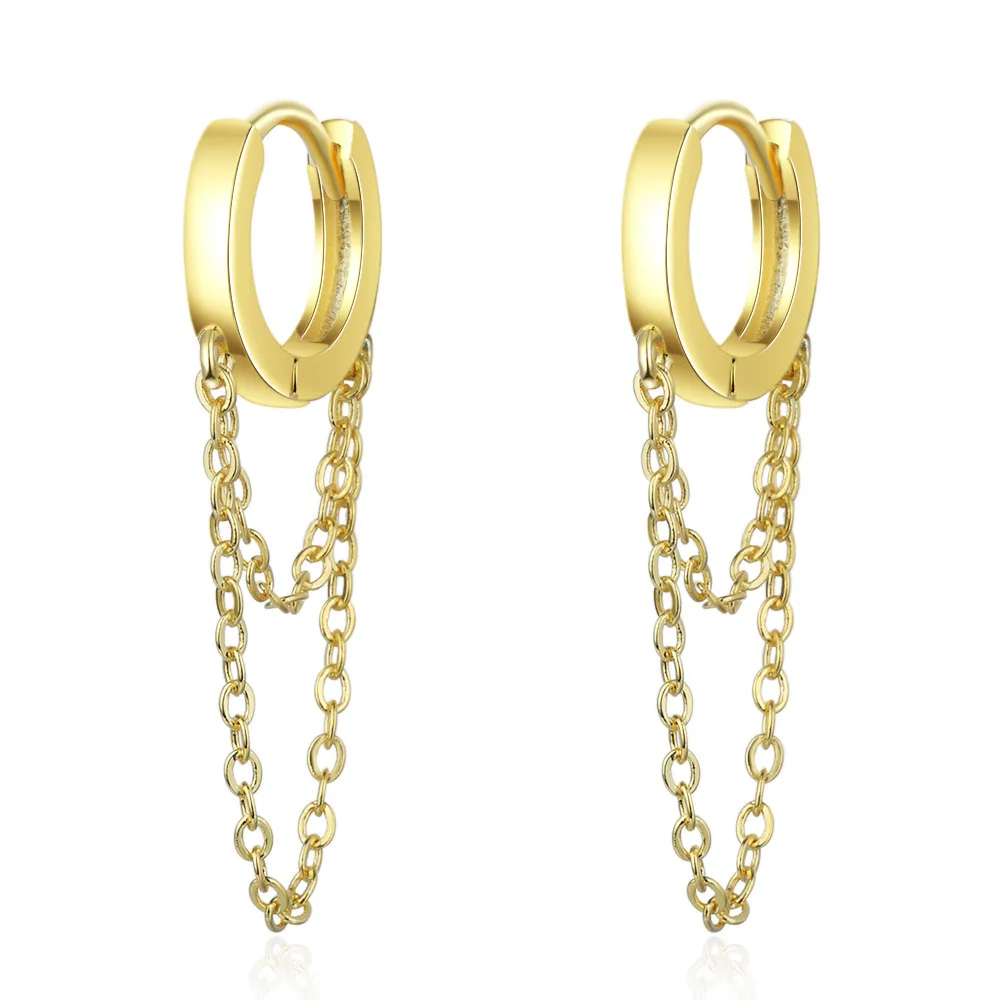 

Gold Silver Long Chain Earring For Women 925 Sterling Silver Earrings Fashion Silver Jewelry korean New 2021 oorbellen