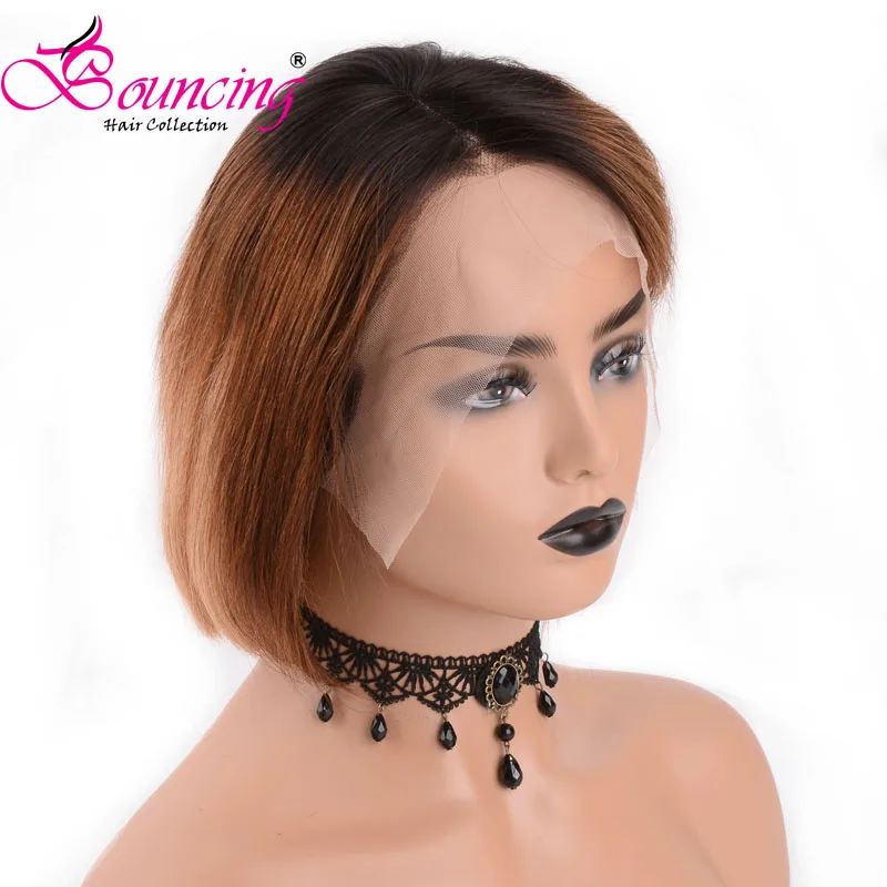 Подпрыгивающие волосы бразильские Реми Индивидуальные Короткие Pixie Cut парик натуральный цвет#27#613 предварительно сорванные короткие парики из человеческих волос для женщин - Цвет: T1B/30