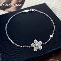 elsieunee 100 925 sterling silver wedding simulated moissanite diamond flower bracelets women 18k gold plated fine jewelry gift