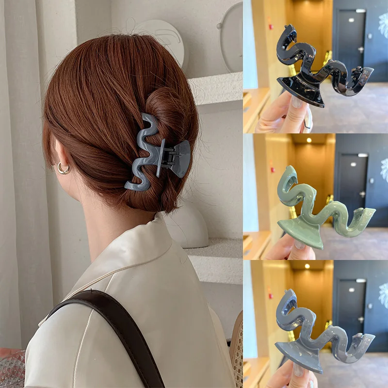 

MueRaa Заколка для волос в Корейском стиле женская, элегантный акриловый зажим для волос с волнистыми крапанами, ретро аксессуары для волос, за...