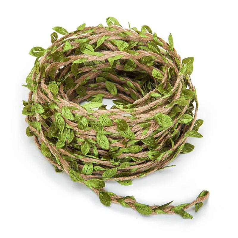 

1M Simulation Leaves Hemp Rope DIY Craft Supplies Knit Bouquet Packaging Decoration Cords Kindergarten Handwork Materials