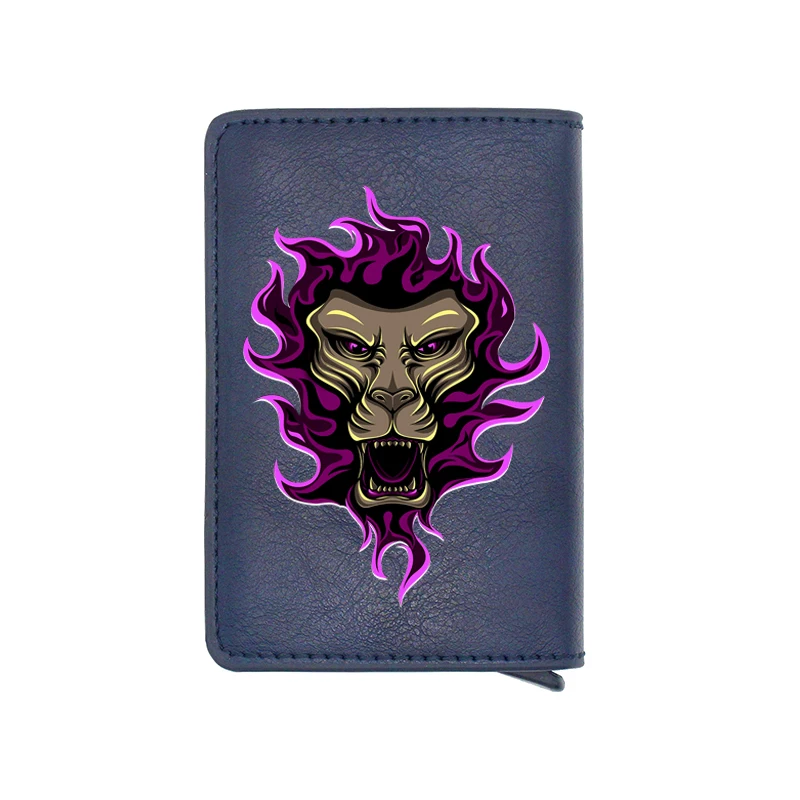 

Cool Domineering lion head Digital Printing Card Holder Wallet Classic Men Women Leather Rfid Aluminum Short Purse
