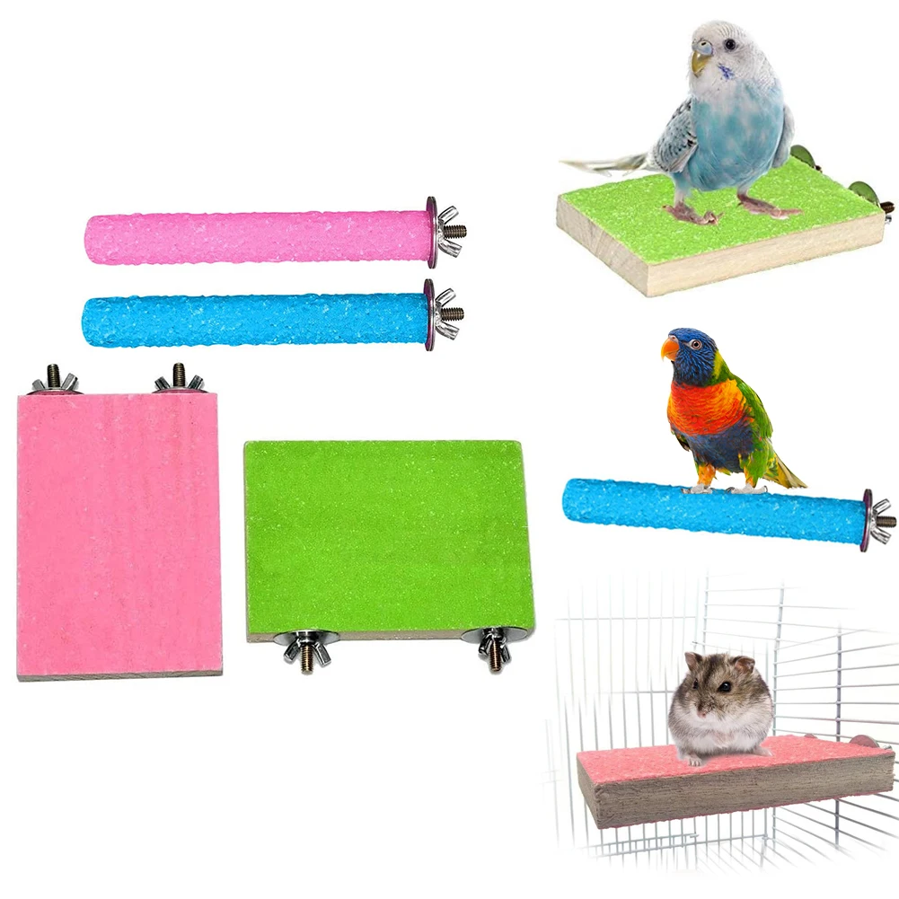 

Pet Bird Chew Toys Parrot Perches Stand Platform Chew Toy Paw Grinding Clean Bird Toys For Bites Parakeet Random Color