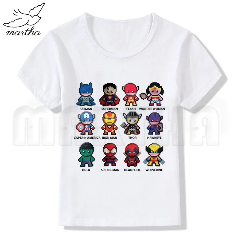 Маленькие супергерои Летний стиль Забавные милые топы для девочек модная