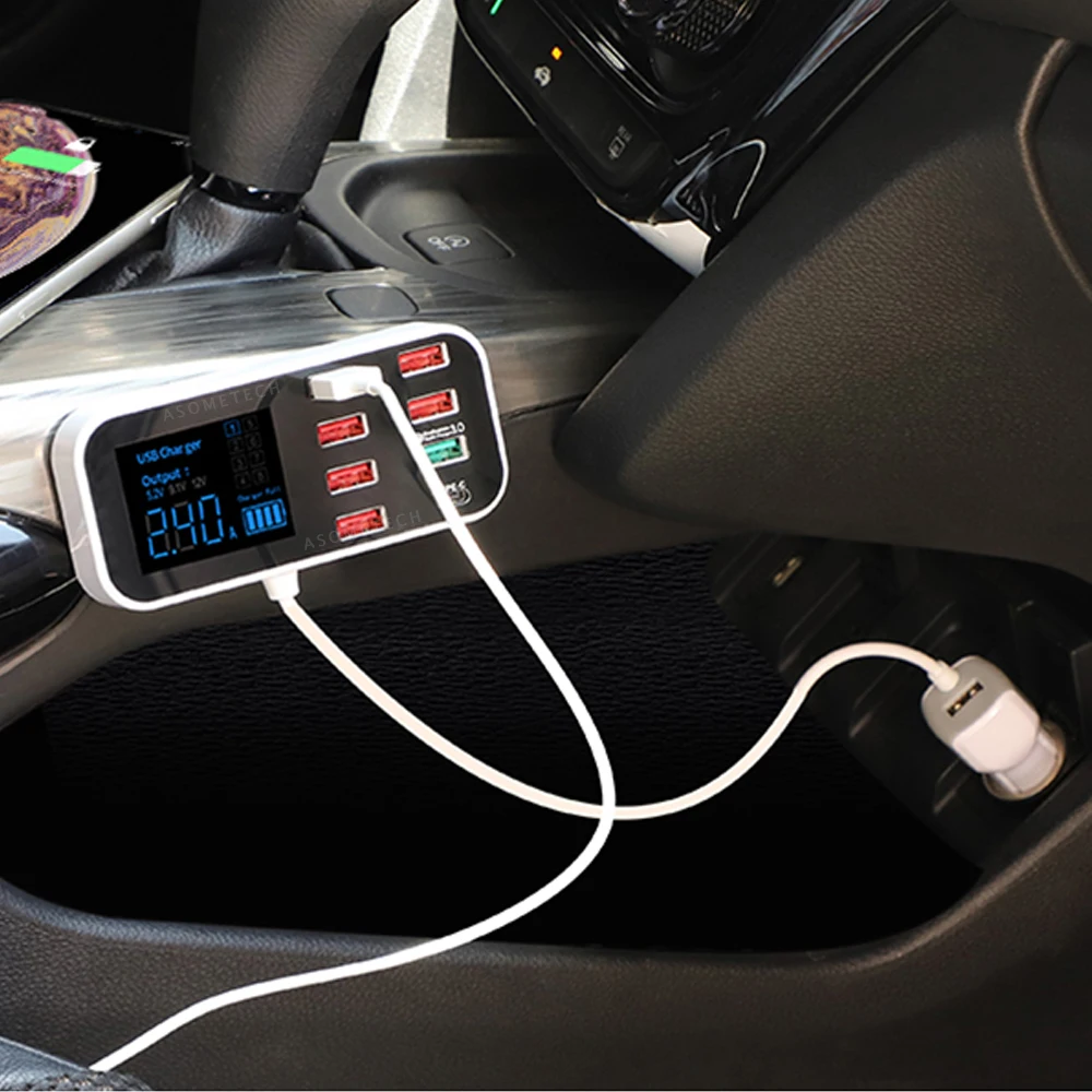 8 портов 40 Вт Quick Charge 3 0 USB Автомобильное зарядное устройство адаптер Tablet Зарядное