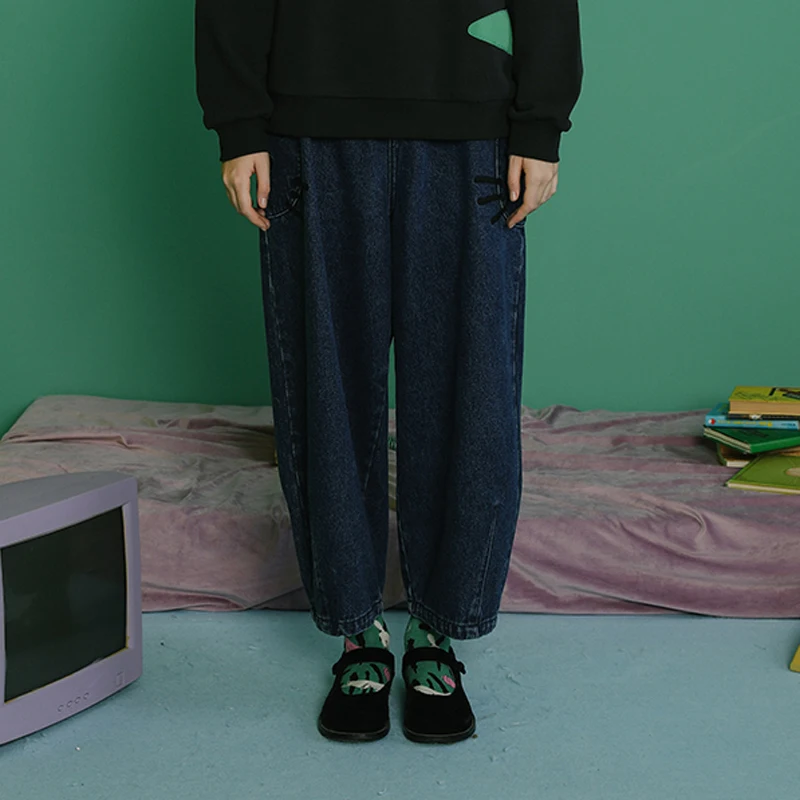 Женские джинсы до щиколотки темно синие джинсовые брюки с высокой талией и