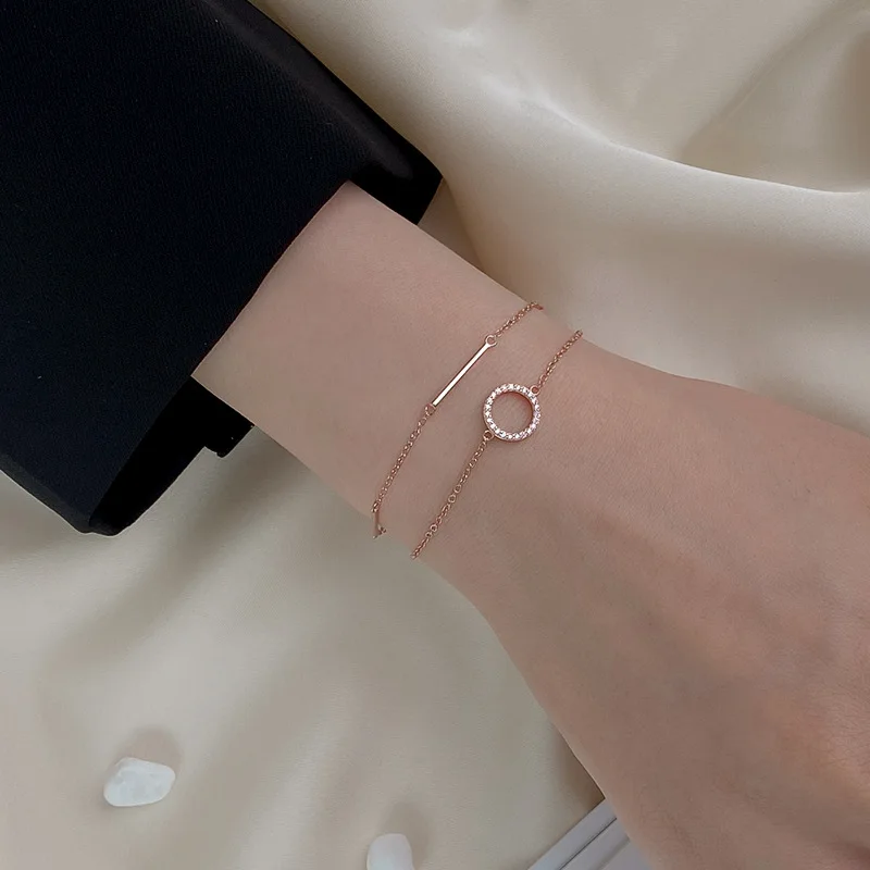 

925 Sterling Silver Link Chain Tassel Circle Charm Bracelet &Bangle For Women Girls Party 2021 New Layer Wristband Jewelry