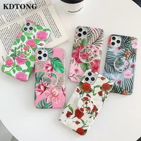 flower leaf case for iphone 11 pro xs max se 2020 xr 7 8 plus xr x 6 soft imd back cover matte pattern capa with folding bracket