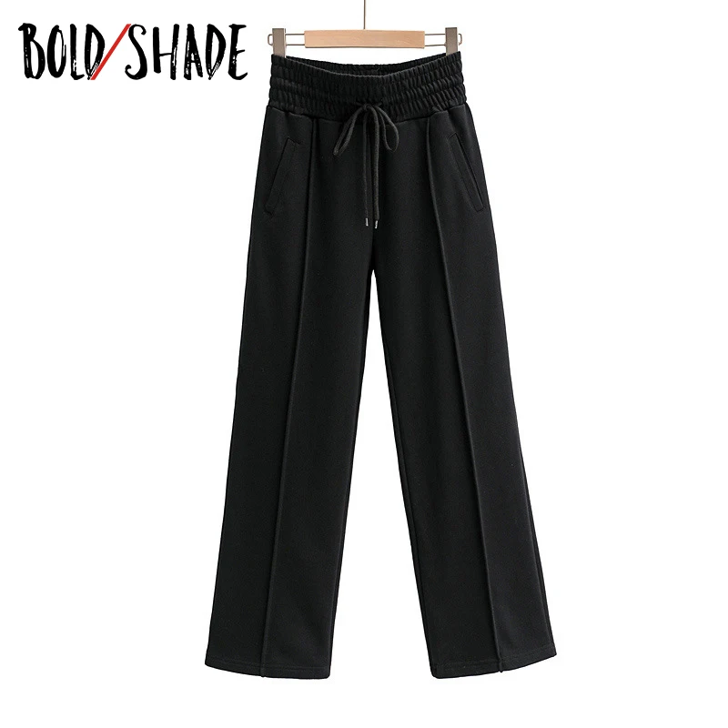 

Bold Shade Vintage Streetwear Fashion Grunge Sweatpants Solid High Waist for Teen Girls Indie Style Straight Trousers Casual New
