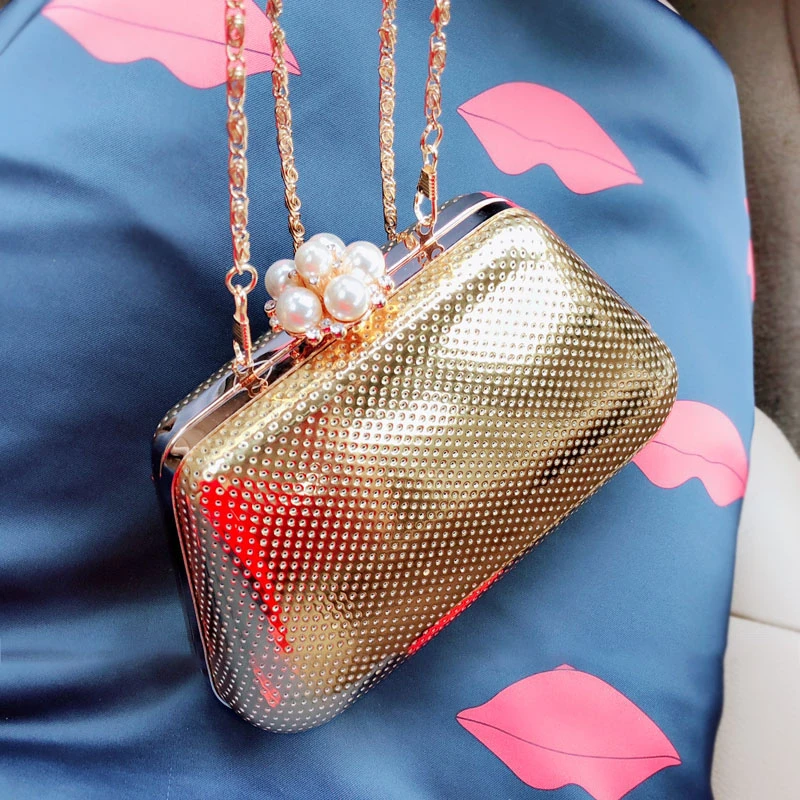 Женские сумки клатчи золотого и серебряного цвета Роскошная вечерняя сумочка