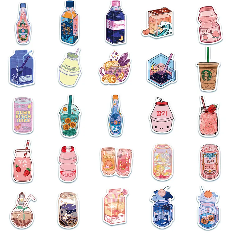 Botella de comida y bebida DIY para ni&ntilde;as, juguete Manual de dibujos animados, funda de tel&eacute;fono m&oacute;vil port&aacute;til, pegatinas decorativas, 10/30/50 Uds.-1