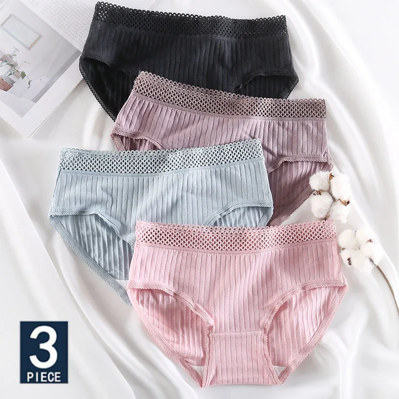 3 шт./лот хлопковое женское нижнее белье трусики с завязками для девочек