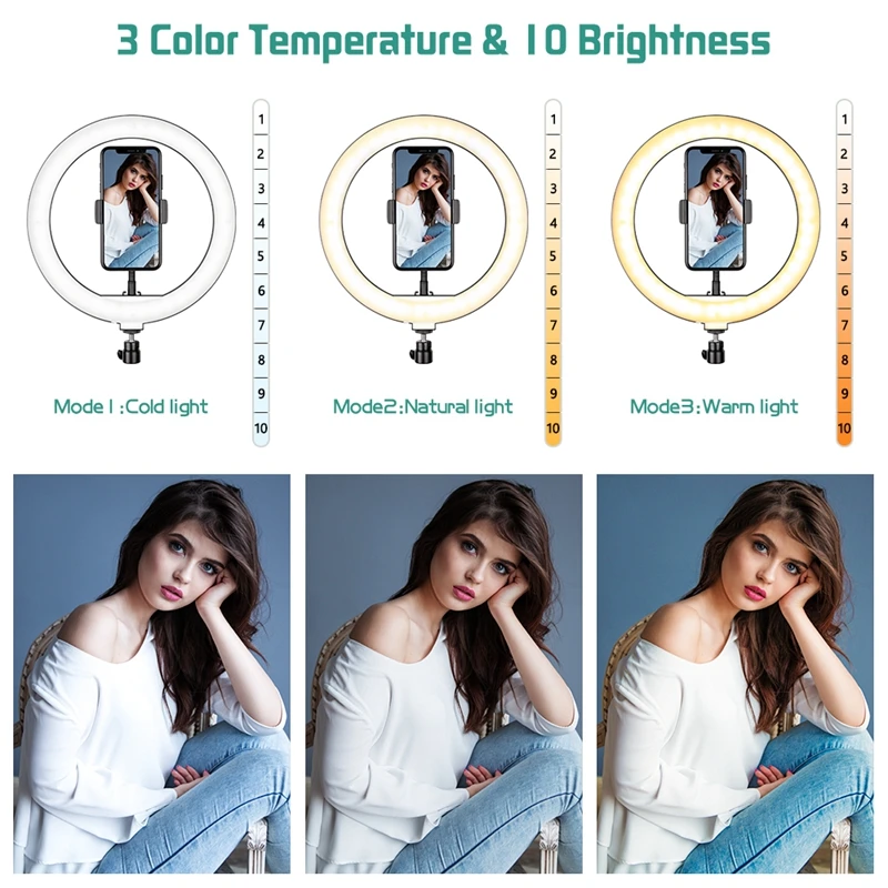 Светодиодный светильник для фотосъемки кольцевой с триподом лампа заполнения