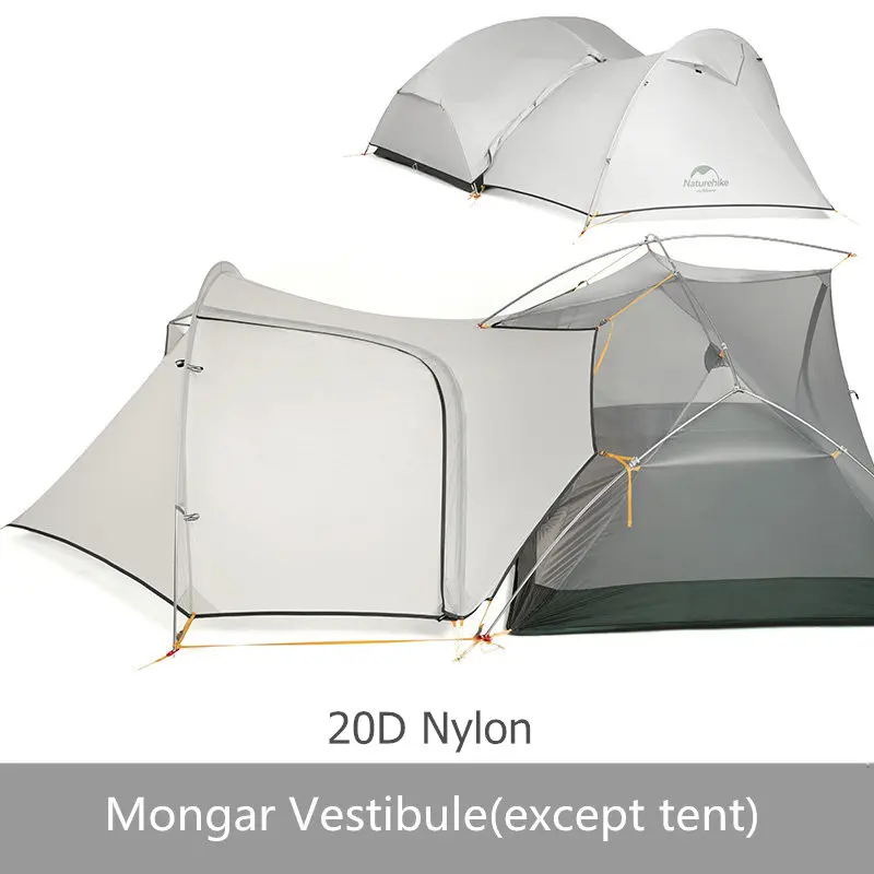 Naturehike 2 человека Mongar палатка нейлоновая ткань двухслойная водонепроницаемая палатка альпинистская палатка для пикника, пешего туризма, рыбалки, уличная палатка - Цвет: Vestibule(no tent)