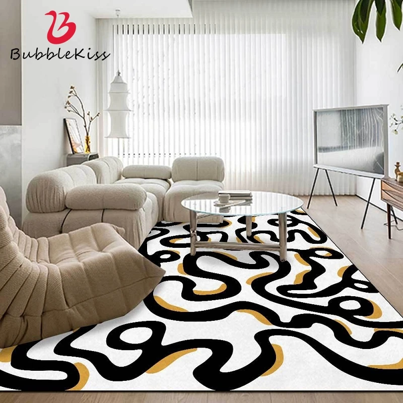 

Домашний современный декоративный бежевый ковер Bubble Kiss для гостиной, коврик для спальни с абстрактными линиями, утолщенный дверной коврик для дивана, прикроватного столика