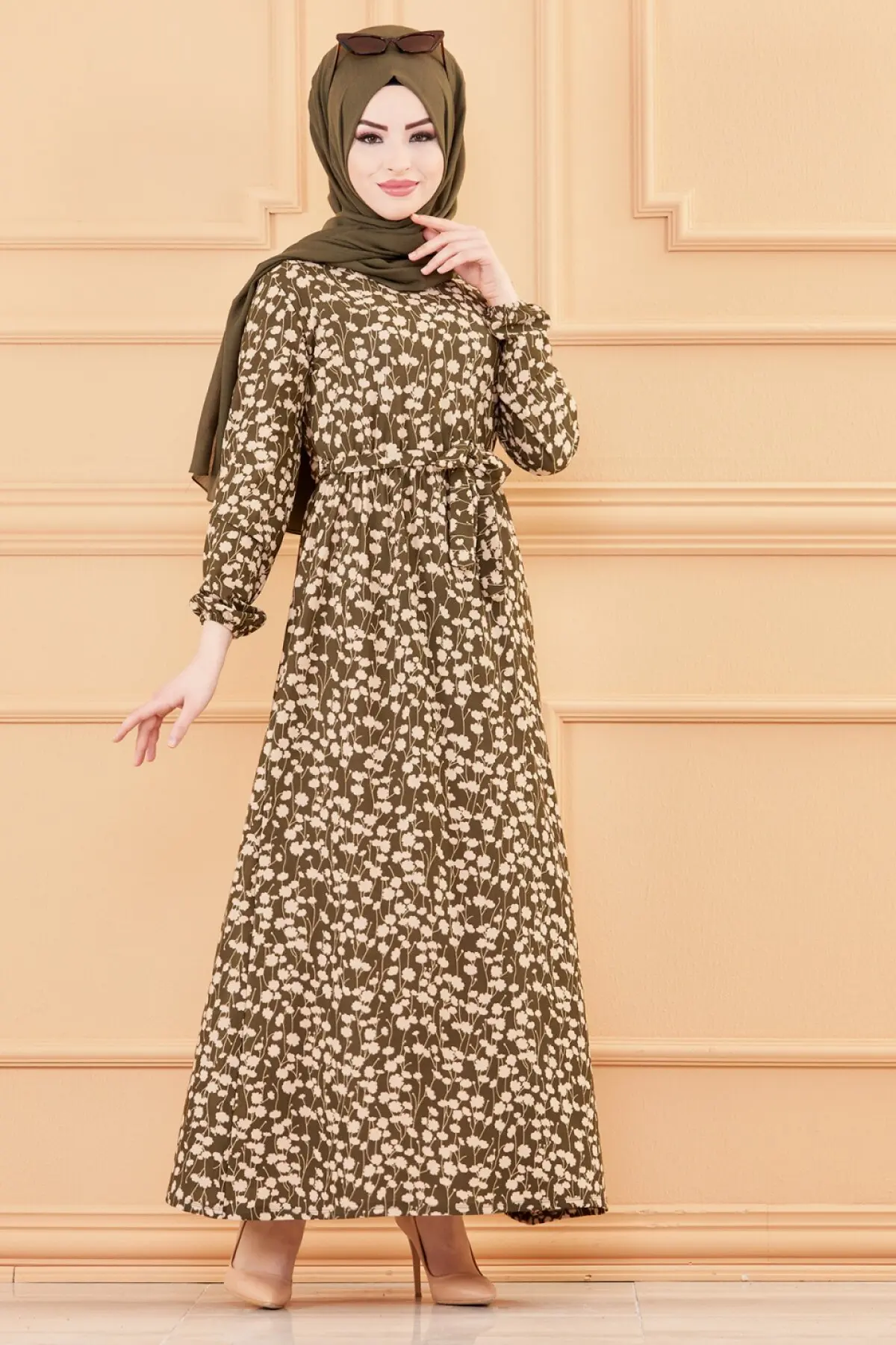 TUGBA Muslim Dress Long Sleeve Floral Print muslim dress code 2021 turkish gown hijab summer