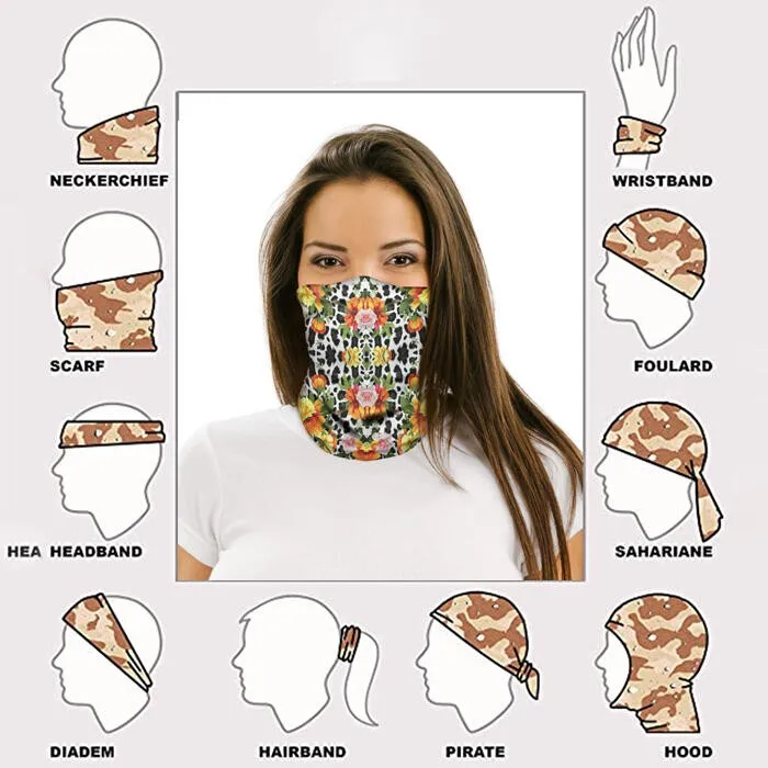 Summer Outdoor Riding Mask Sunflower Elastic Face Scarf Dust-proof Sun Protection Neck Breathable Reuse Seamless Bandana | Аксессуары