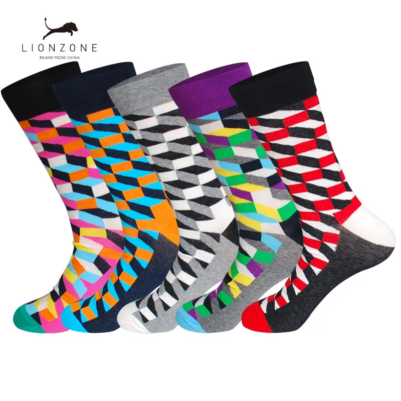 Забавные мужские счастливые носки изысканный абзац бриллиантовый узор