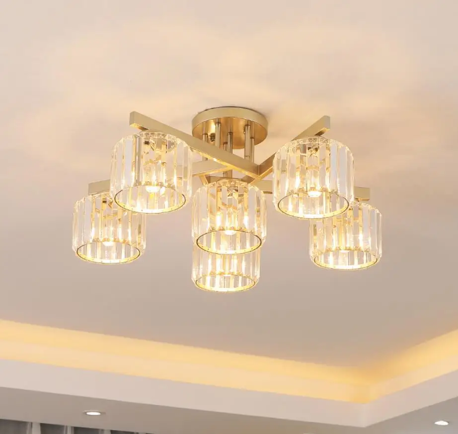 Популярный роскошный потолочный светильник лампа с кристаллами для гостиной