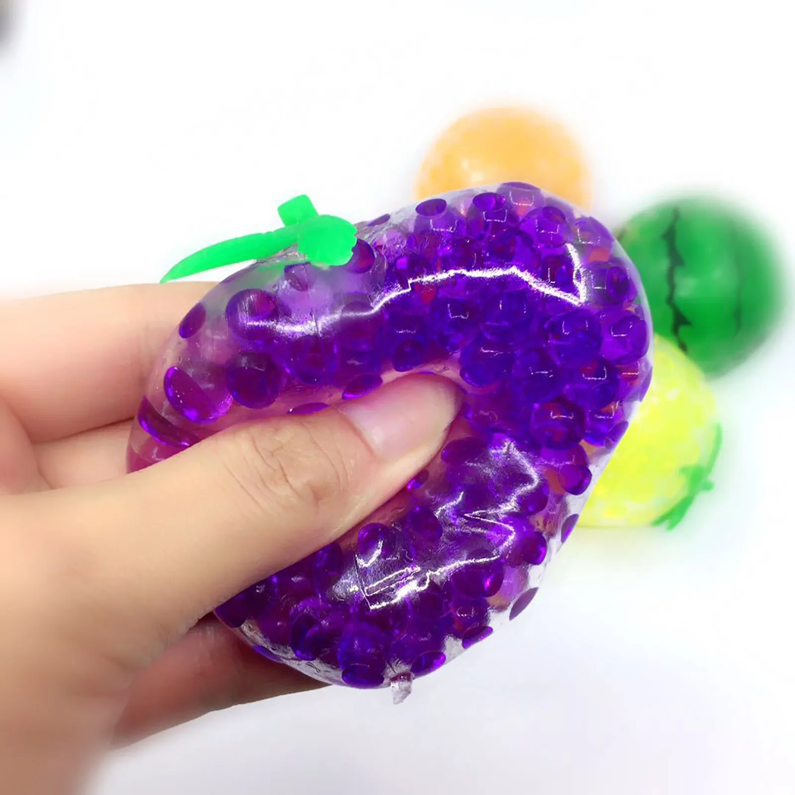 

Spongy Fruit Bead Stress Ball Toy Squeezable Soft Fruit Shape Sensory Adult Decompression Child Fidgeting Rebound Squeeze Toy #F