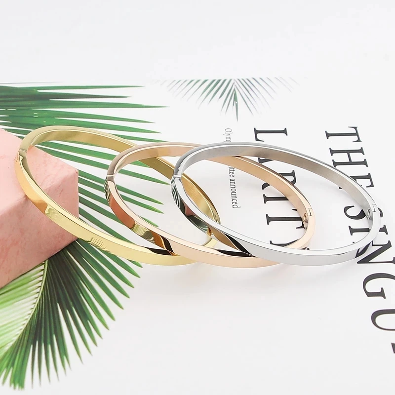 

Hot Fashion Stainless Steel Jewelry Round Bangle for Woman Child Charm Bracelet Party Love Wedding Brand Gift Wholesale