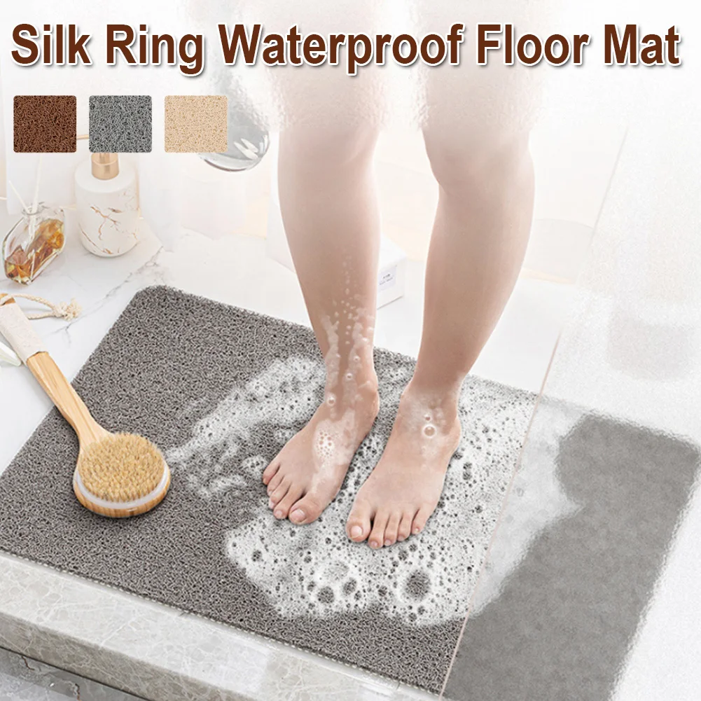 

SALE PVC Bathroom Rug Non-Slip Quick Drying Loop Tufted Loofah Mat Entryway Mat Easy Clean Carpet Doormat for Restroom Outdoor