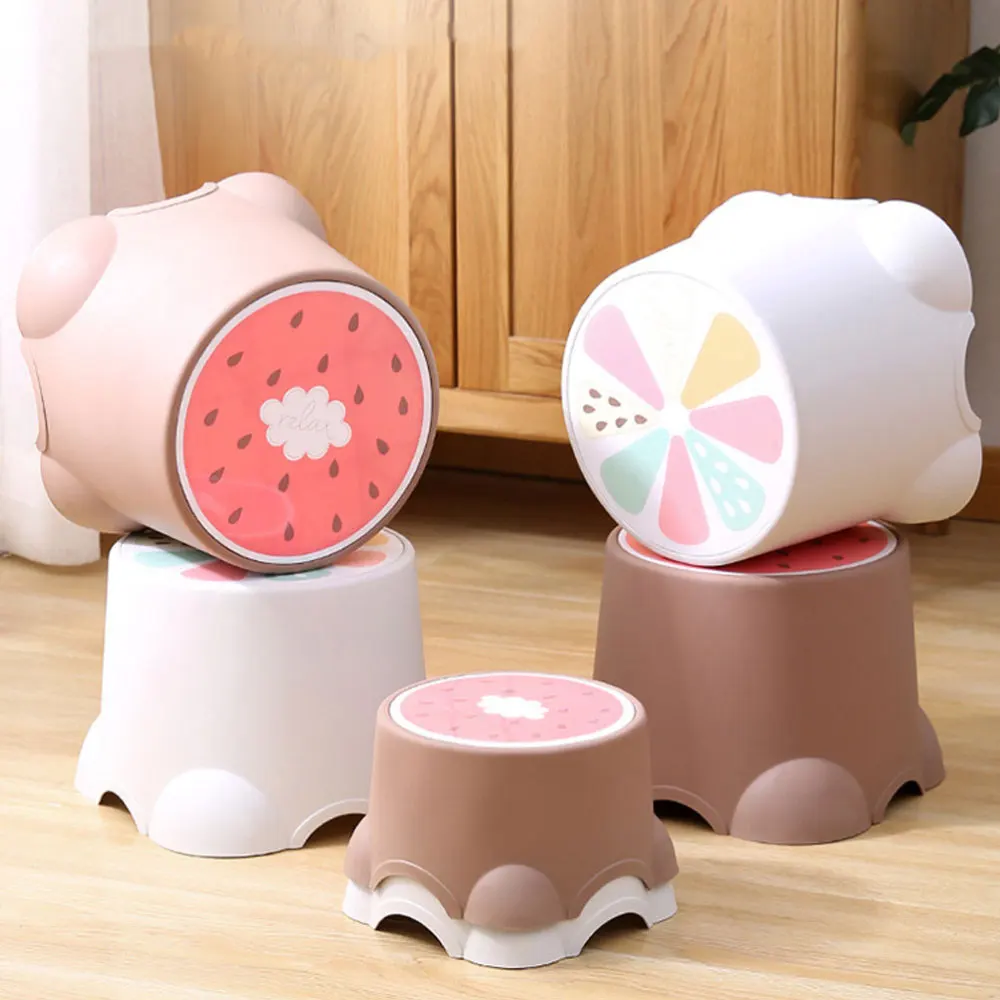 

3Pcs Household Dining Stool Cartoon Children Stools Fruit Pattern Stools