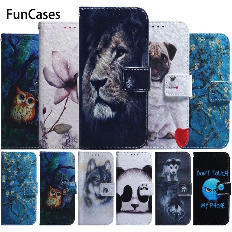 Animal Case Leather Cover Bag For Box Samsung Galaxy M40 A60 A70 A80 A90 Panda Tiger Lion Wolf Painting Owl Apricot Flower DP26F | Мобильные