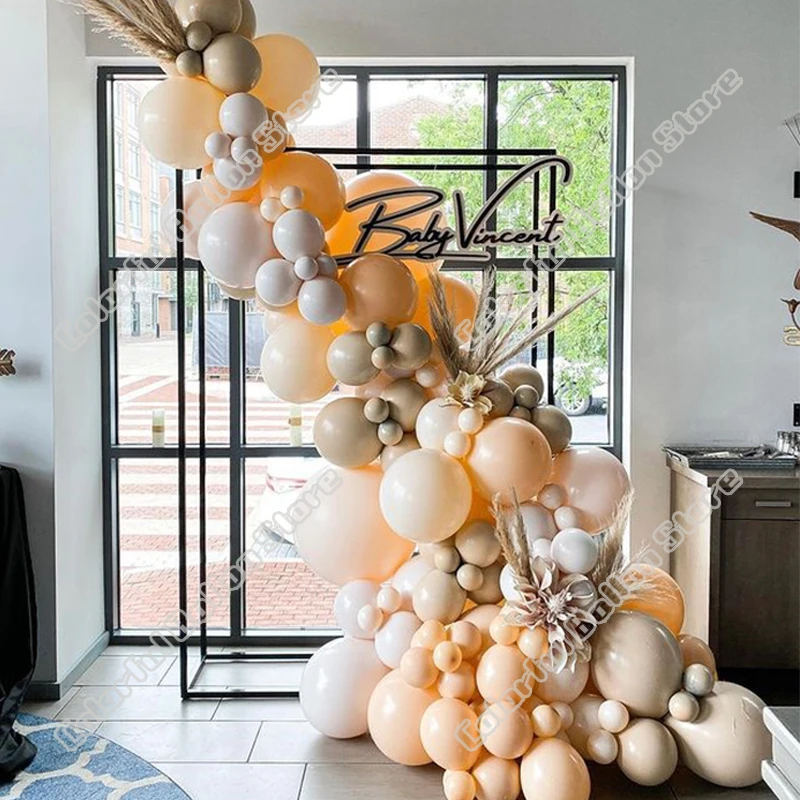 Wedding Birthday Party Decor Double Cream Peach Apricot Latex Balloon Garland Arch Wedding Birthday Party Baby Shower Decor