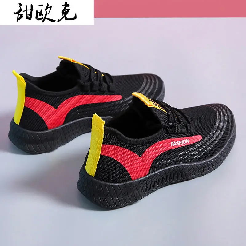 

2021 Fashion Women Shoes Color Matching Mesh Breathable Sneakers Comfortable Lace-up Casual Shoes Spring Women's Platform Shoes