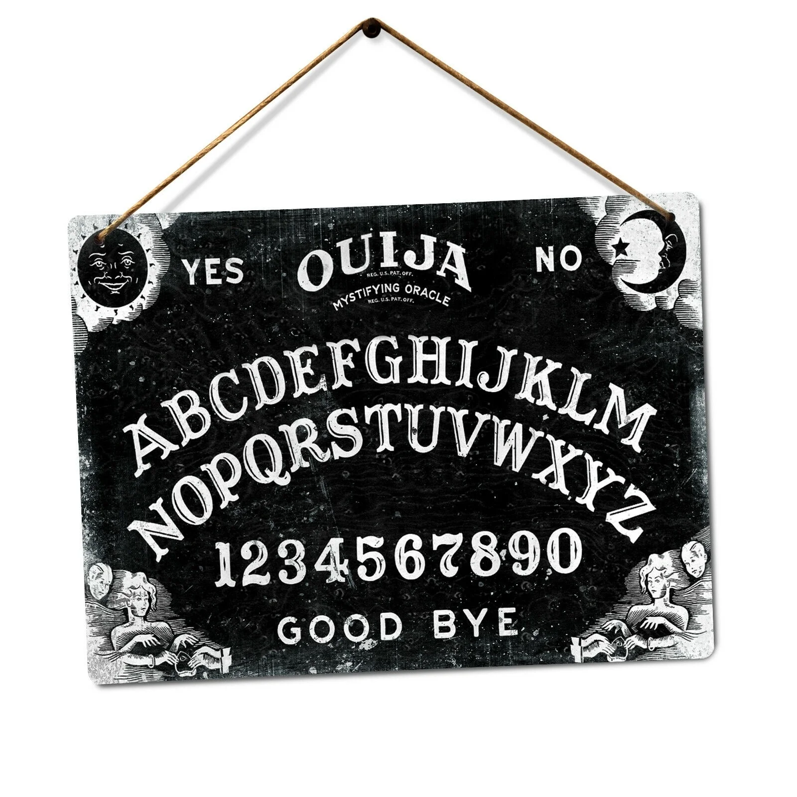 

Ouija Board Black - Metal Wall Sign Plaque Art - Terror Died Monste Horror