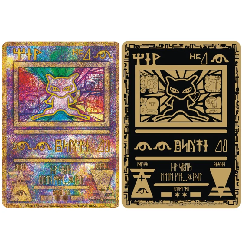 

Pokemon Metal Card Game Anime Collection Card Gold Ancient Mewtwo and MEW Toys for Children Christmas Gift V Gx EX