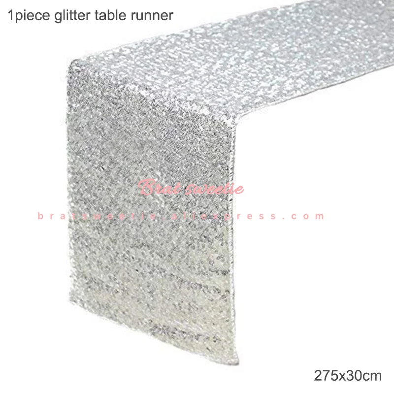 silver table runner Металлическая Серебряная одноразовая посуда бумажные соломинки тарелки Свадебные Рождественские украшения на день рождения принадлежности для взрослых - Цвет: silver table runner