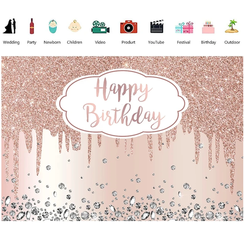 Блестящий розовый Золотой декор для вечеринки в честь Дня Рождения фото фон