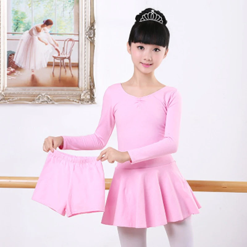 Детский хлопковый гимнастический купальник балет платье детский Лонгслив под