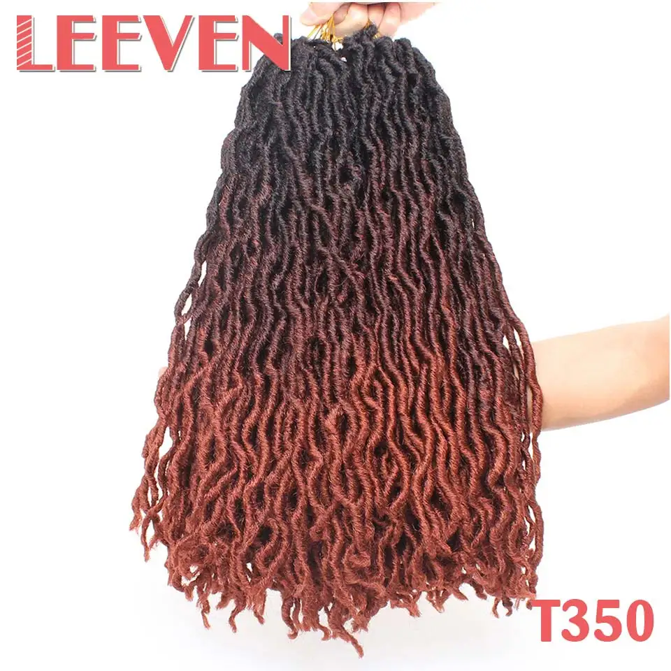 Leeven Nu Faux locs Curly вязаные волосы 20 дюймов синтетические плетеные волосы Омбре крючком косички крючком волосы богини волос - Цвет: T1B/350