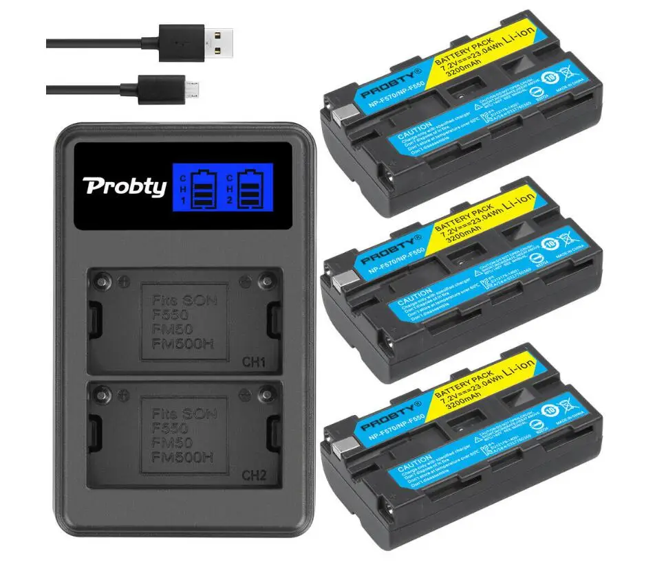 3BatteryWithCharger NP-F330 NP-F550 NP-F570 Батарея+ ЖК-дисплей Зарядное устройство для sony NP-F570 NP-F750 NP-F960 F970 F770 - Цвет: 3BatteryWithCharger