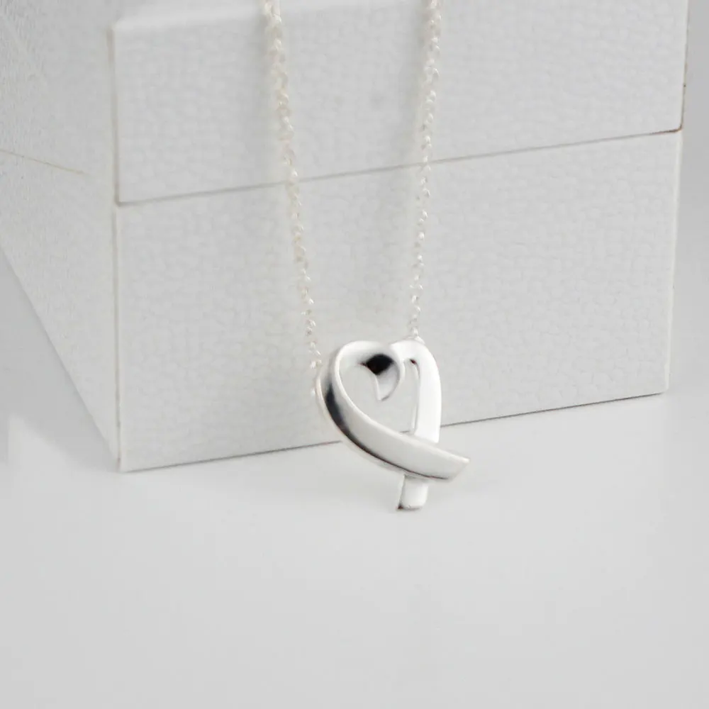 

KT Real925 Necklaces 1: 1 LOGO High Quality Classic Hollow Heart Interlaced Pendant Necklaces TIF Luxury Jewelry Brand Woman