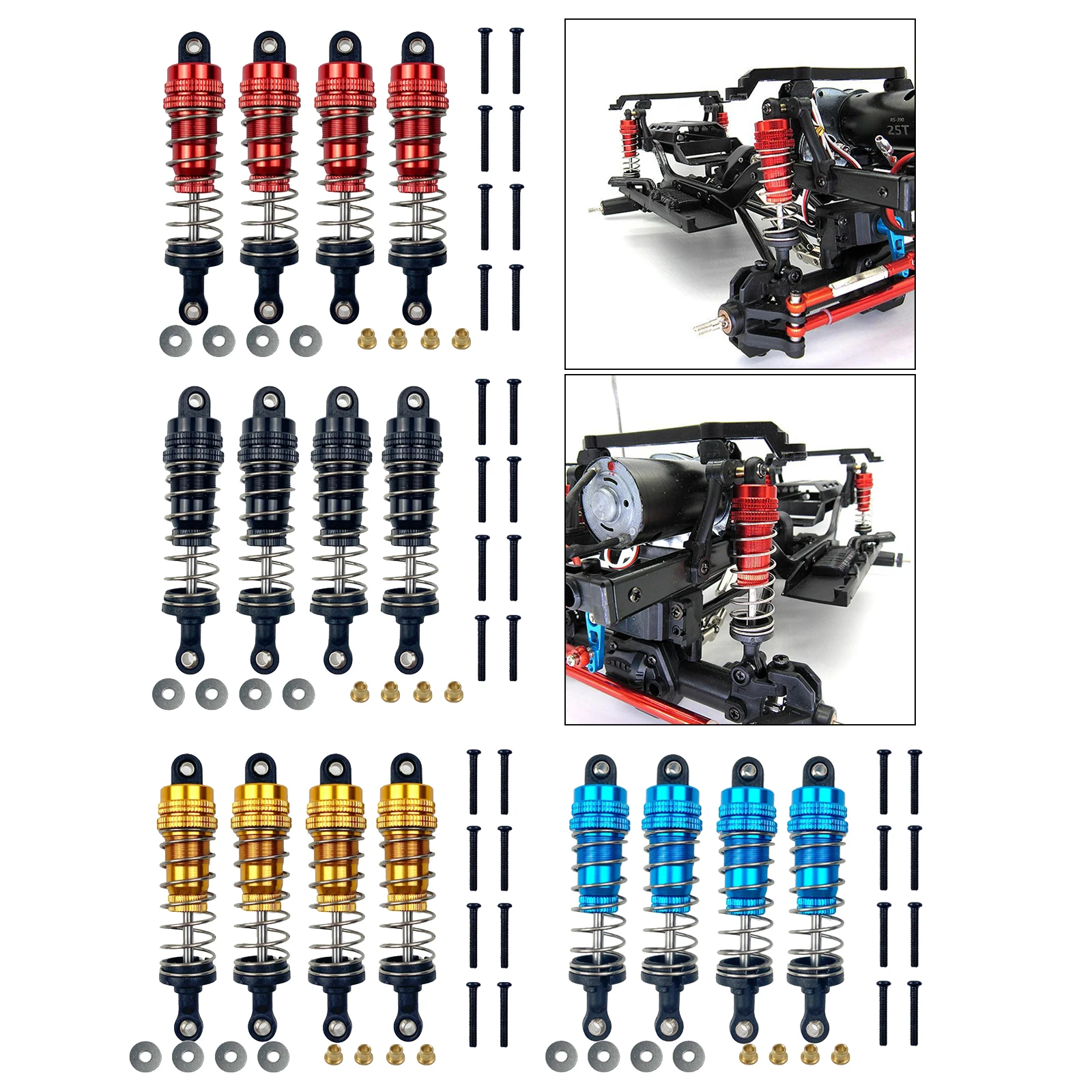 

4x 1/12 Remote Control Front and Rear Shock Absorber RC Car Replacement Slash Shock Compatible for MN G500 and Toys Car
